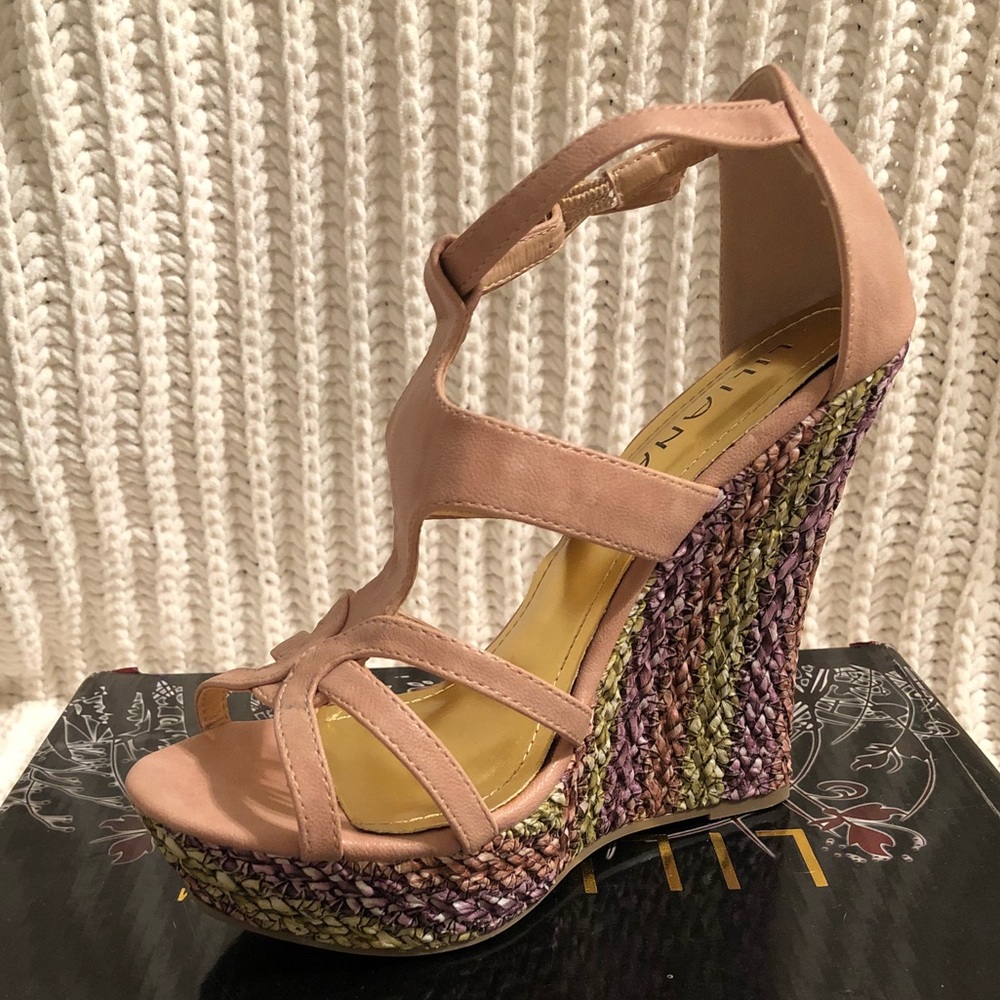 Blush Faux Leather Wedges